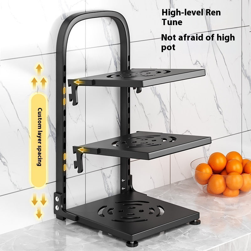 Kitchen Countertop Pot Rack Carbon Steel Adjustable